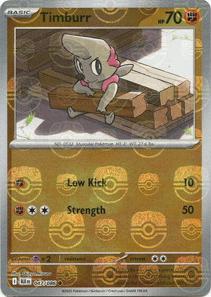 Pokemon TCG - SV10.5: Black Bolt - Timburr - 047/086 - Masterball - Holofoil