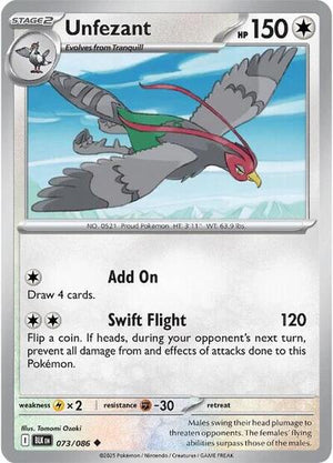 Pokemon TCG - SV10.5: Black Bolt - Unfezant - 073/086 - Reverse Holofoil