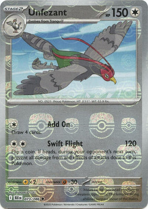 Pokemon TCG - SV10.5: Black Bolt - Unfezant - 073/086 - Masterball - Holofoil