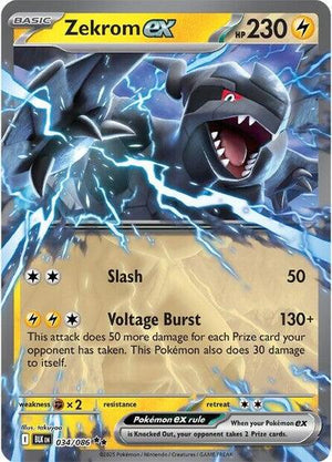 Pokemon TCG - SV10.5: Black Bolt - Zekrom ex - 034/086 - Holofoil