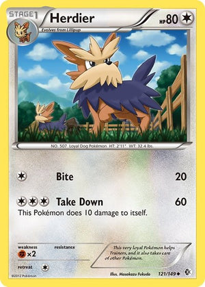 Pokemon TCG - Boundaries Crossed - Herdier - 121/149 - Reverse Holofoil