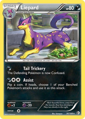Pokemon TCG - Boundaries Crossed - Liepard - 91/149 - Reverse Holofoil