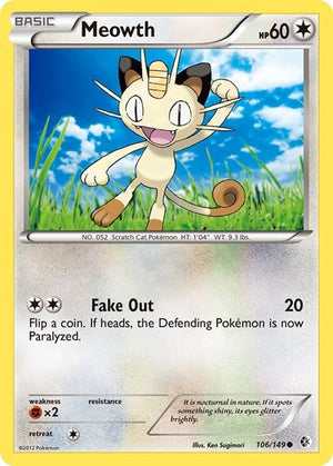 Pokemon TCG - Boundaries Crossed - Meowth - 106/149 - Reverse Holofoil