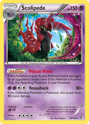 Pokemon TCG - Boundaries Crossed - Scolipede - 74/149 - Reverse Holofoil