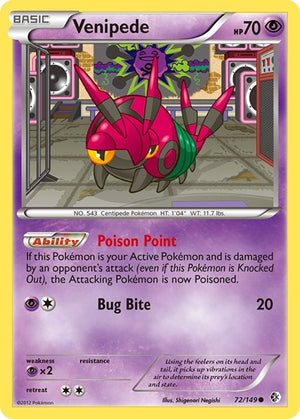 Pokemon TCG - Boundaries Crossed - Venipede - 72/149 - Reverse Holofoil