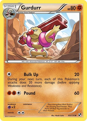Pokemon TCG - Black & White - Gurdurr - 60/114 - Reverse Holofoil