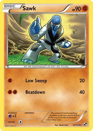 Pokemon TCG - Black & White - Sawk - 62/114 - Reverse Holofoil