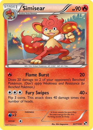 Pokemon TCG - Black & White - Simisear - 22/114 - Reverse Holofoil