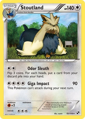 Pokemon TCG - Black & White - Stoutland - 83/114 - Reverse Holofoil