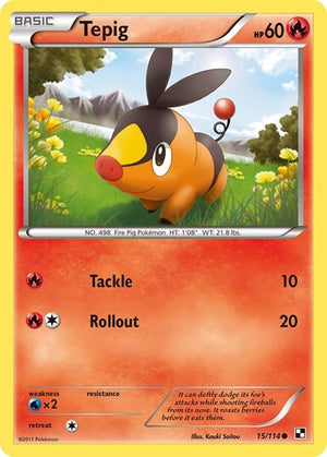Pokemon TCG - Black & White - Tepig - 15/114 - Reverse Holofoil