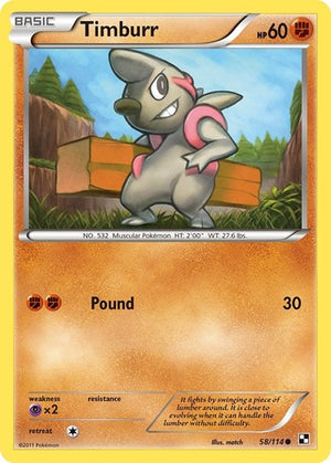 Pokemon TCG - Black & White - Timburr - 58/114