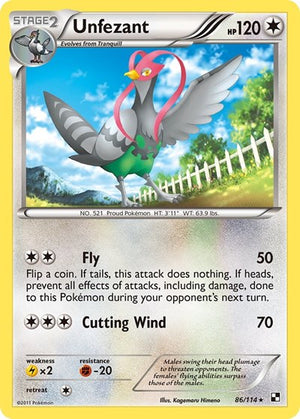 Pokemon TCG - Black & White - Unfezant - 86/114 - Reverse Holofoil