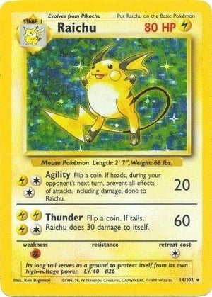 Pokemon TCG - Base Set - Raichu - 014/102 - Holofoil
