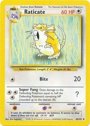 Pokemon TCG - Base Set - Raticate - 040/102