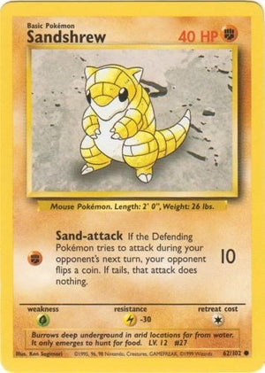 Pokemon TCG - Base Set - Sandshrew - 062/102
