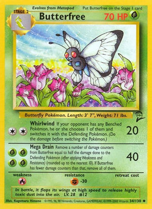 Pokemon TCG - Base Set 2 - Butterfree - 034/130