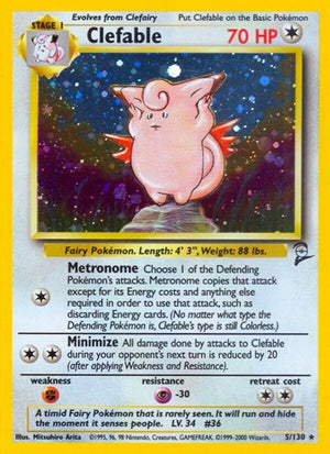Pokemon TCG - Base Set 2 - Clefable - 005/130 - Holofoil