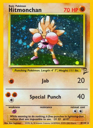 Pokemon TCG - Base Set 2 - Hitmonchan - 008/130 - Holofoil