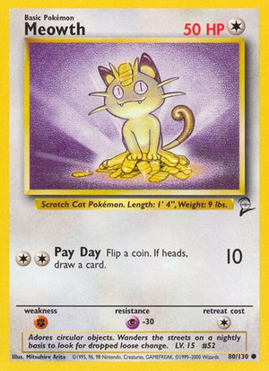 Pokemon TCG - Base Set 2 - Meowth - 080/130