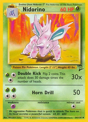 Pokemon TCG - Base Set 2 - Nidorino - 054/130