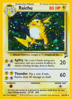 Pokemon TCG - Base Set 2 - Raichu - 016/130 - Holofoil