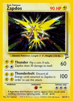 Pokemon TCG - Base Set 2 - Zapdos - 020/130 - Holofoil