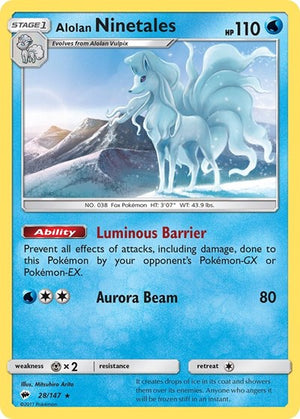 Pokemon TCG - SM - Burning Shadows - Alolan Ninetales - 28/147 - Reverse Holofoil