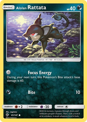 Pokemon TCG - SM - Burning Shadows - Alolan Rattata - 81/147
