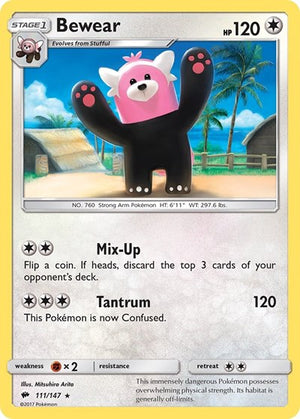 Pokemon TCG - SM - Burning Shadows - Bewear - 111/147 - Reverse Holofoil