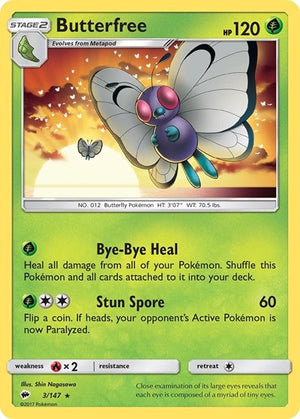 Pokemon TCG - SM - Burning Shadows - Butterfree - 3/147 - Reverse Holofoil