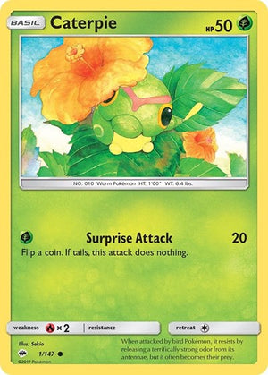 Pokemon TCG - SM - Burning Shadows - Caterpie - 1/147 - Reverse Holofoil