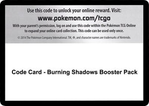 Pokemon TCG - SM - Burning Shadows - Code Card - Burning Shadows Booster Pack
