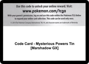 Pokemon TCG - SM - Burning Shadows - Code Card - Mysterious Powers Tin
