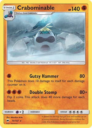 Pokemon TCG - SM - Burning Shadows - Crabominable - 74/147 - Reverse Holofoil