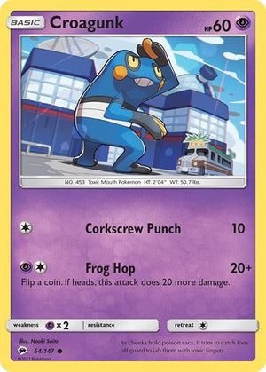 Pokemon TCG - SM - Burning Shadows - Croagunk - 54/147