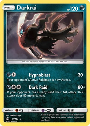Pokemon TCG - SM - Burning Shadows - Darkrai - 87/147 - Reverse Holofoil