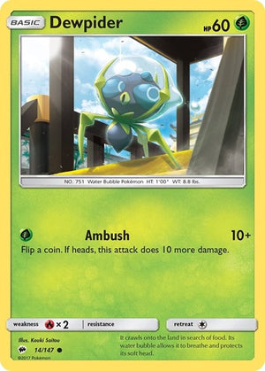 Pokemon TCG - SM - Burning Shadows - Dewpider - 14/147