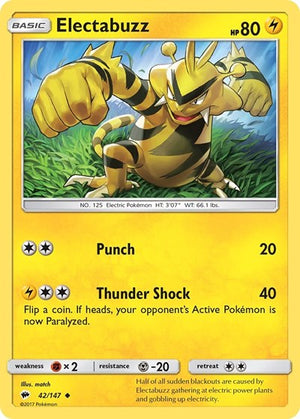 Pokemon TCG - SM - Burning Shadows - Electabuzz - 42/147