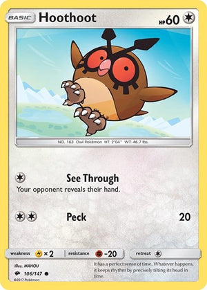 Pokemon TCG - SM - Burning Shadows - Hoothoot - 106/147