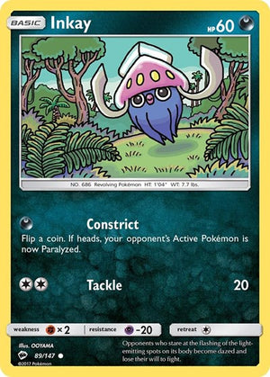 Pokemon TCG - SM - Burning Shadows - Inkay - 89/147 - Reverse Holofoil