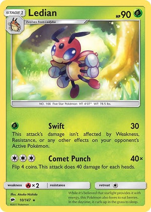 Pokemon TCG - SM - Burning Shadows - Ledian - 10/147