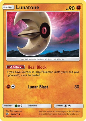Pokemon TCG - SM - Burning Shadows - Lunatone - 68/147
