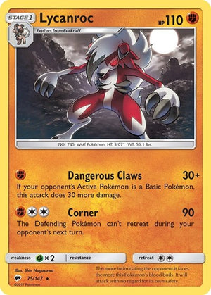 Pokemon TCG - SM - Burning Shadows - Lycanroc - 75/147 - Holofoil