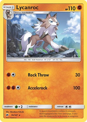 Pokemon TCG - SM - Burning Shadows - Lycanroc - 76/147