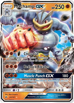 Pokemon TCG - SM - Burning Shadows - Machamp GX - 64/147 - Holofoil