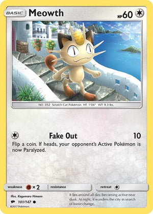 Pokemon TCG - SM - Burning Shadows - Meowth - 101/147