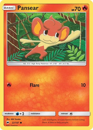 Pokemon TCG - SM - Burning Shadows - Pansear - 22/147 - Reverse Holofoil