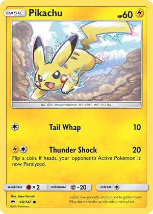 Pokemon TCG - SM - Burning Shadows - Pikachu - 40/147