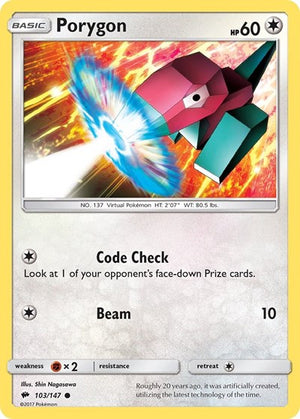 Pokemon TCG - SM - Burning Shadows - Porygon - 103/147