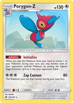 Pokemon TCG - SM - Burning Shadows - Porygon-Z - 105/147 - Reverse Holofoil